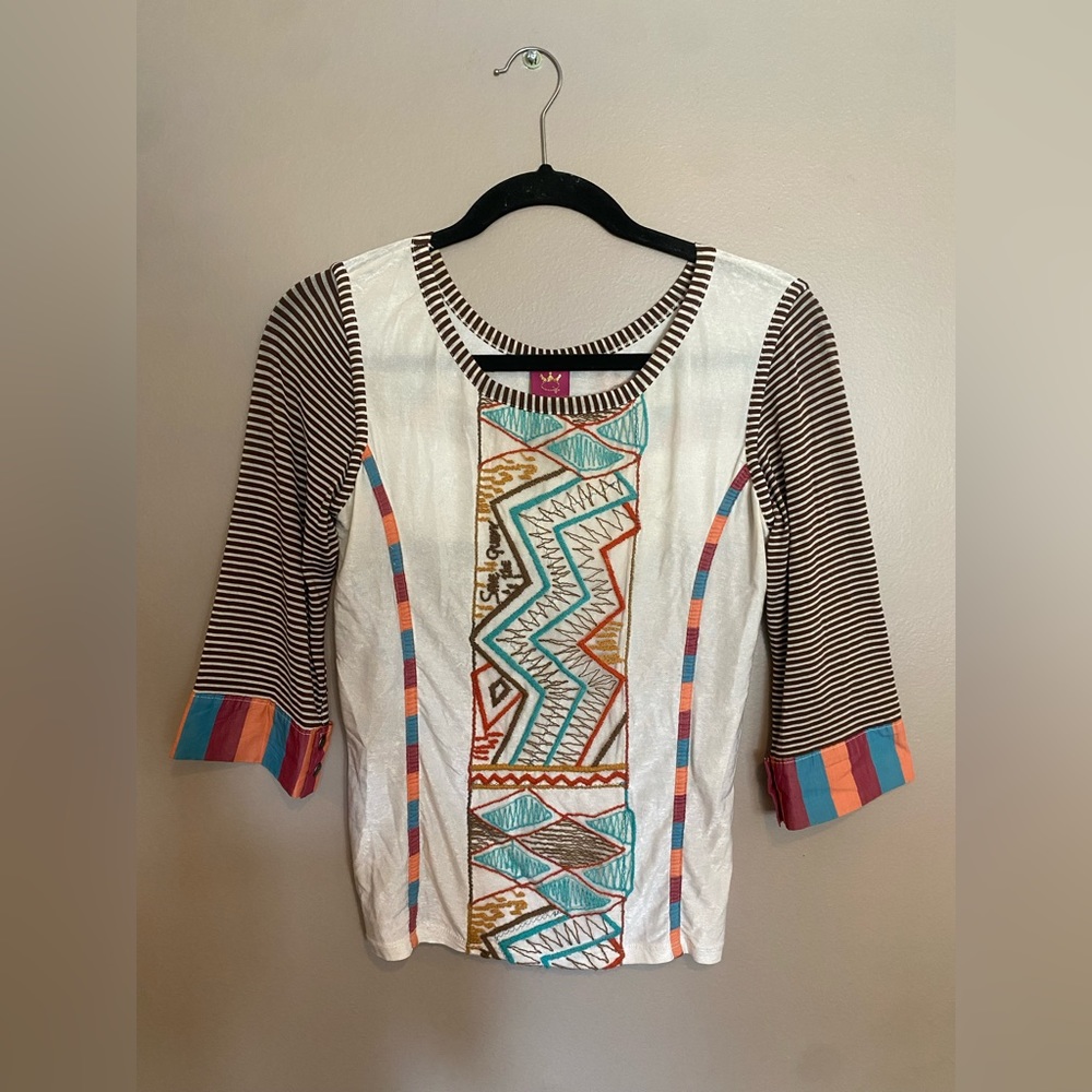 Save The Queen Embroidered & Striped Shirt
